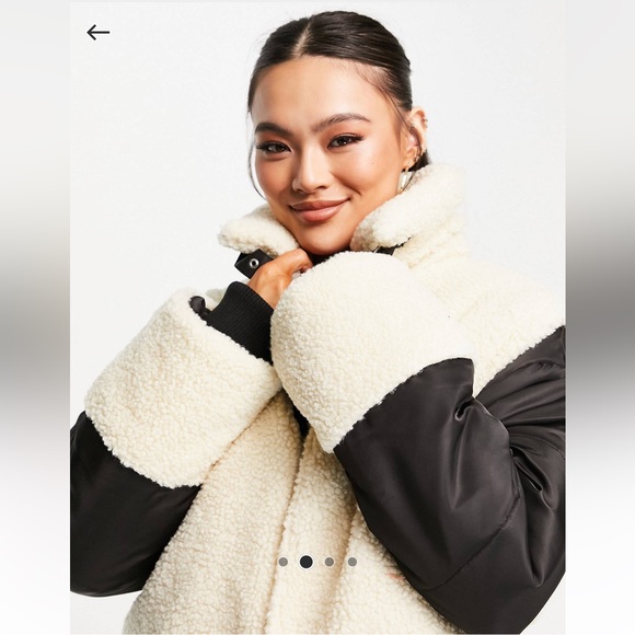 ASYOU mixed fleece midi puffer in black - Picture 3 of 4